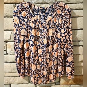 Lucky Brand Pink and Navy Blouse Size Medium